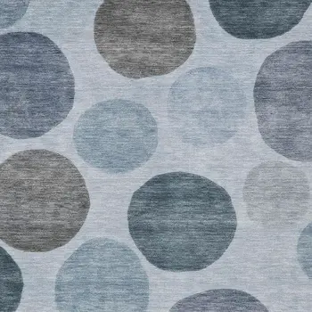 9' X 12' Blue And Gray Geometric Washable Indoor Outdoor Area Rug