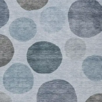 9' X 12' Blue And Gray Geometric Washable Indoor Outdoor Area Rug
