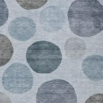 9' X 12' Blue And Gray Geometric Washable Indoor Outdoor Area Rug
