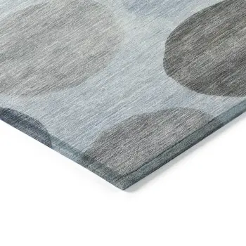 9' X 12' Blue And Gray Geometric Washable Indoor Outdoor Area Rug