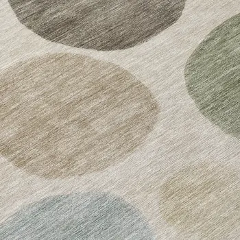 8' X 10' Khaki Fern Green And Teal Blue Geometric Washable Indoor Outdoor Area Rug
