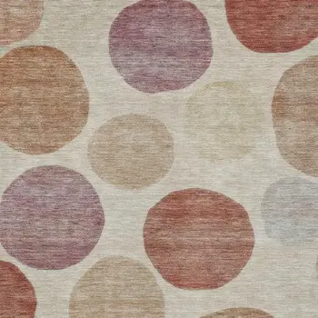 3' X 5' Salmon Ivory And Mauve Geometric Washable Indoor Outdoor Area Rug