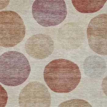 9' X 12' Salmon Ivory And Mauve Geometric Washable Indoor Outdoor Area Rug