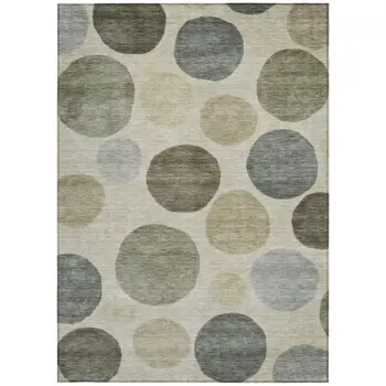 3' X 5' Taupe Beige And Ivory Geometric Washable Indoor Outdoor Area Rug