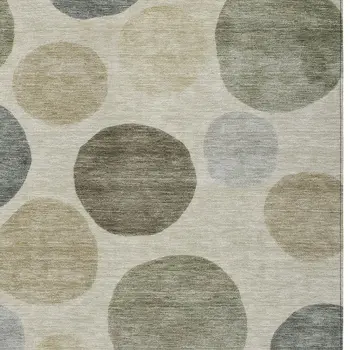5' X 8' Taupe Beige And Ivory Geometric Washable Indoor Outdoor Area Rug