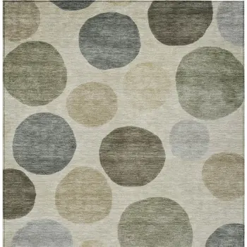 5' X 8' Taupe Beige And Ivory Geometric Washable Indoor Outdoor Area Rug