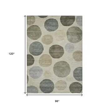 8' X 10' Taupe Beige And Ivory Geometric Washable Indoor Outdoor Area Rug