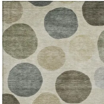 8' X 10' Taupe Beige And Ivory Geometric Washable Indoor Outdoor Area Rug