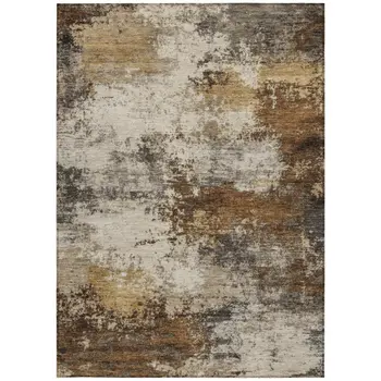 8' X 10' Brown And Beige Abstract Washable Indoor Outdoor Area Rug