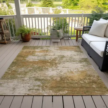 3' X 5' Copper And Ivory Abstract Washable Indoor Outdoor Area Rug