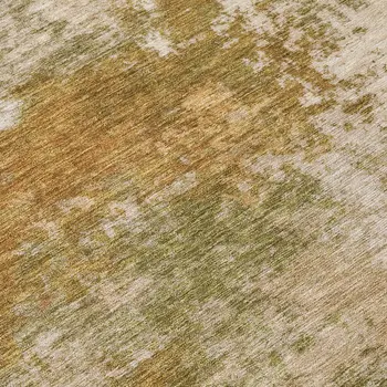 8' Copper And Ivory Round Abstract Washable Indoor Outdoor Area Rug