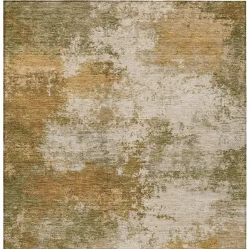 8' X 10' Copper And Ivory Abstract Washable Indoor Outdoor Area Rug