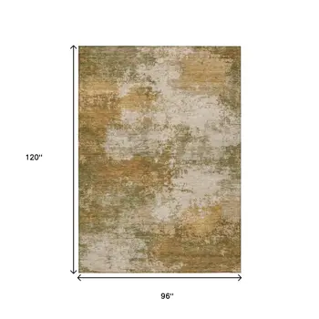 8' X 10' Copper And Ivory Abstract Washable Indoor Outdoor Area Rug