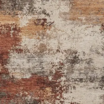 5' X 8' Rust And Beige Abstract Washable Indoor Outdoor Area Rug