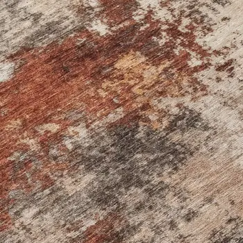8' X 10' Rust And Beige Abstract Washable Indoor Outdoor Area Rug