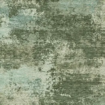 5' X 8' Artichoke Green And Pale Aqua Abstract Washable Indoor Outdoor Area Rug