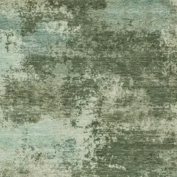 8' X 10' Artichoke Green And Pale Aqua Abstract Washable Indoor Outdoor Area Rug