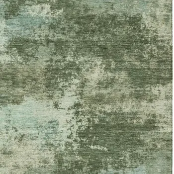 8' X 10' Artichoke Green And Pale Aqua Abstract Washable Indoor Outdoor Area Rug