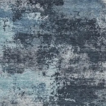 5' X 8' Blue And Ivory Abstract Washable Indoor Outdoor Area Rug