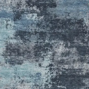 5' X 8' Blue And Ivory Abstract Washable Indoor Outdoor Area Rug