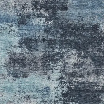 5' X 8' Blue And Ivory Abstract Washable Indoor Outdoor Area Rug