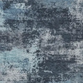 8' X 10' Blue And Ivory Abstract Washable Indoor Outdoor Area Rug