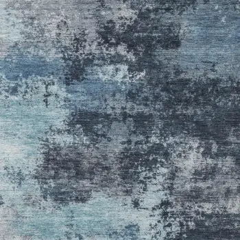 9' X 12' Blue And Ivory Abstract Washable Indoor Outdoor Area Rug