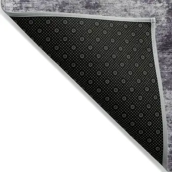 3' X 5' Purple And Ivory Abstract Washable Indoor Outdoor Area Rug