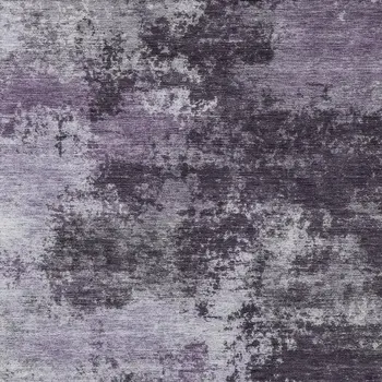 3' X 5' Purple And Ivory Abstract Washable Indoor Outdoor Area Rug