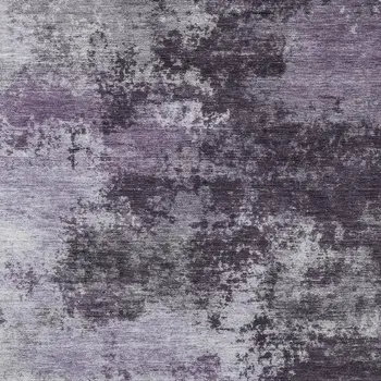 8' X 10' Purple And Ivory Abstract Washable Indoor Outdoor Area Rug
