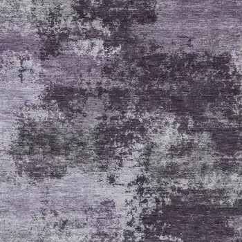 9' X 12' Purple And Ivory Abstract Washable Indoor Outdoor Area Rug