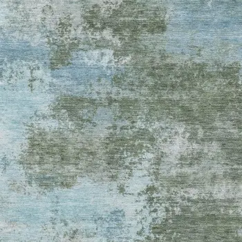 8' X 10' Sage And Denim Blue Abstract Washable Indoor Outdoor Area Rug