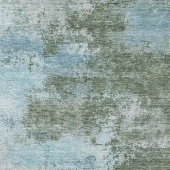8' X 10' Sage And Denim Blue Abstract Washable Indoor Outdoor Area Rug