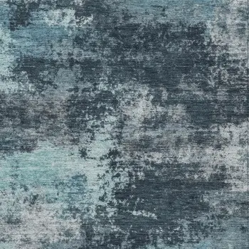 5' X 8' Teal Blue And Navy Blue Abstract Washable Indoor Outdoor Area Rug