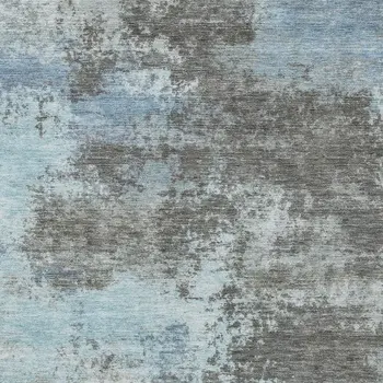 5' X 8' Taupe And Sky Blue Abstract Washable Indoor Outdoor Area Rug
