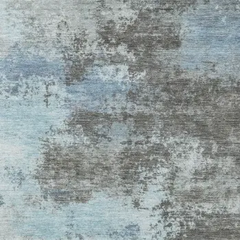 8' X 10' Taupe And Sky Blue Abstract Washable Indoor Outdoor Area Rug