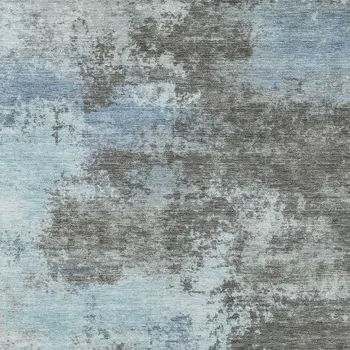 10' X 14' Taupe And Sky Blue Abstract Washable Indoor Outdoor Area Rug