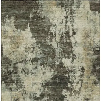 3' X 5' Brown And Beige Abstract Washable Indoor Outdoor Area Rug