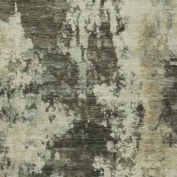 3' X 5' Brown And Beige Abstract Washable Indoor Outdoor Area Rug