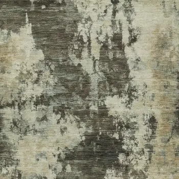 3' X 5' Brown And Beige Abstract Washable Indoor Outdoor Area Rug