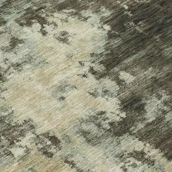 8' Brown And Beige Round Abstract Washable Indoor Outdoor Area Rug