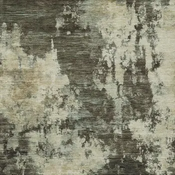 8' X 10' Brown And Beige Abstract Washable Indoor Outdoor Area Rug