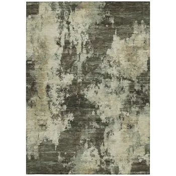 8' X 10' Brown And Beige Abstract Washable Indoor Outdoor Area Rug