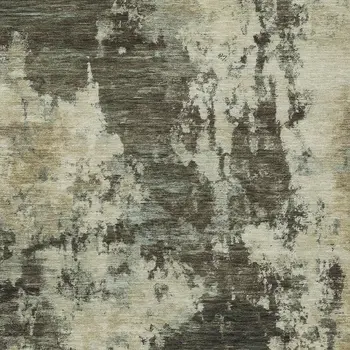 9' X 12' Brown And Beige Abstract Washable Indoor Outdoor Area Rug