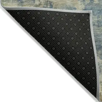 8' Blue And Beige Round Abstract Washable Indoor Outdoor Area Rug