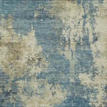 8' X 10' Blue And Beige Abstract Washable Indoor Outdoor Area Rug