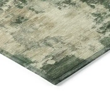 5' X 8' Fern Green And Beige Abstract Washable Indoor Outdoor Area Rug