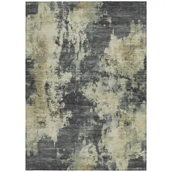 8' X 10' Gray And Beige Abstract Washable Indoor Outdoor Area Rug