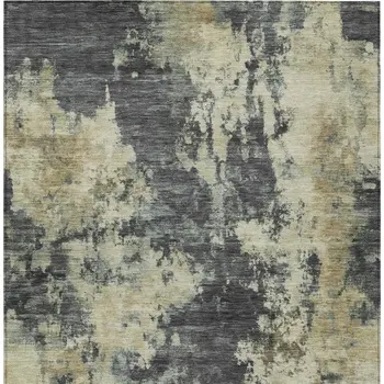 9' X 12' Gray And Beige Abstract Washable Indoor Outdoor Area Rug