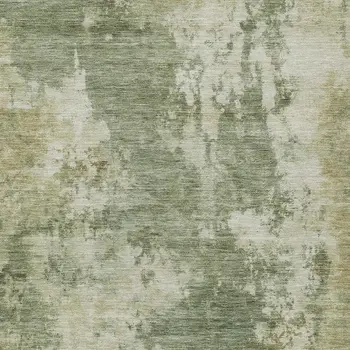 9' X 12' Sage And Beige Abstract Washable Indoor Outdoor Area Rug